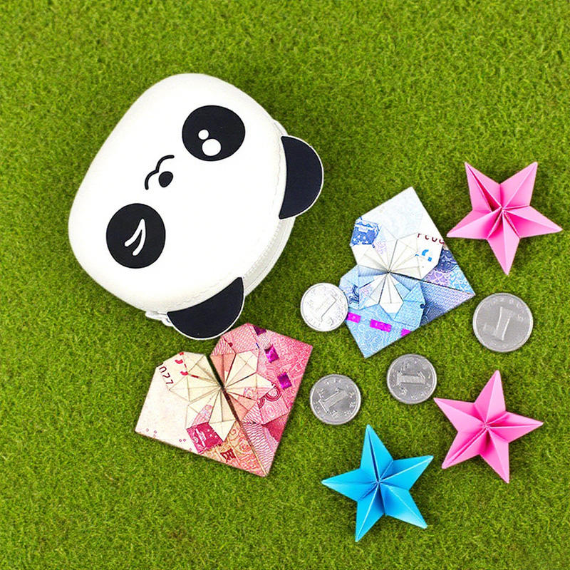 Cute Waterproof Cartoon Panda Mini Silicone Wallet Coin Purse with Customized Color for Kids Ages 7-12