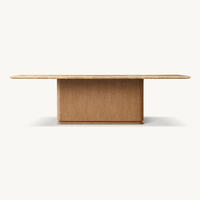 Table à manger en marbre naturel Dream Home, base en chêne massif, style Wabi Sabi, mobilier de salle à manger résidentiel pour villa