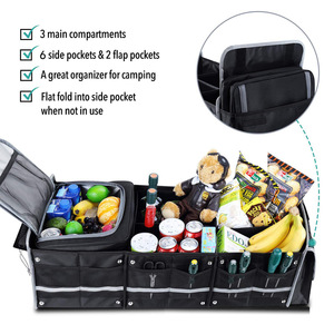 Premium Heavy Duty <b>Car</b> Trunk <b>Organizer</b> with Detachable Leakproof Cooler Bag - Foldable Multi-Compartment SUV Cargo Storage Box - Product Image 6