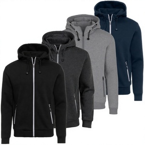 Sweat à capuche zippé intégral pour homme, doublure polaire Sherpa épaisse, classique, technique, écologique, anti-plis, coupe droite, hiver, ROCK - Product Image 2