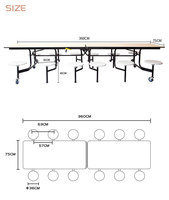 Table et chaises pliantes personnalisées pour cantine scolaire mobile 12 places, ensemble de tables de restauration rapide en bois pour restaurant