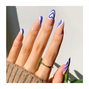 Đầy Màu sắc uốn khúc sông loạt hạnh nhân giả móng tay bán buôn tùy chỉnh Báo Chí trên móng tay nhân tạo móng tay và ứng dụng Kit - Product Image 4