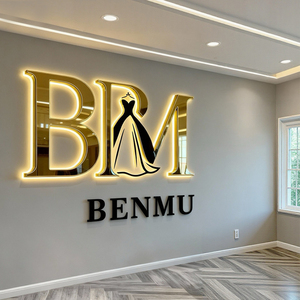 Insegna <span class=keywords><strong>LED</strong></span> Personalizzata con Logo Aziendale 3D JUYI, Insegna Luminosa Retroilluminata in Metallo Dorato e Acrilico - Product Image 5