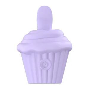 New design TYPE-C rechargeable purple Ice cream shape tongue vibrator