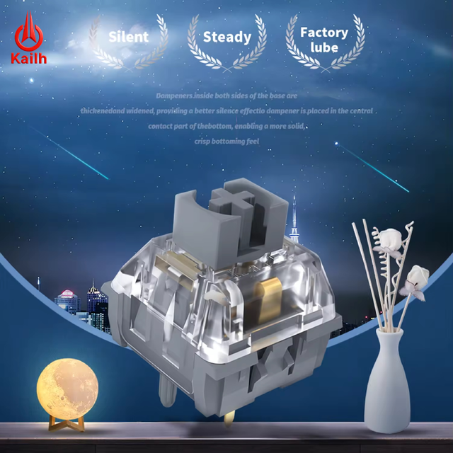 Kailh Midnight Silent Linear Switch Double Side Silencing Pad 45gf Force Smooth Mechanical Keyboard Switches ODM Production