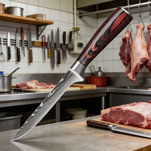 Cuchillo <span class=keywords><strong>de</strong></span> Filetear Japonés <span class=keywords><strong>de</strong></span> 6 Pulgadas, Acero al Carbono, Mango <span class=keywords><strong>de</strong></span> Madera, Hoja Forjada, Acabado Pulido, Resistente, para Cortar Aves y Pollo - Product Image 1