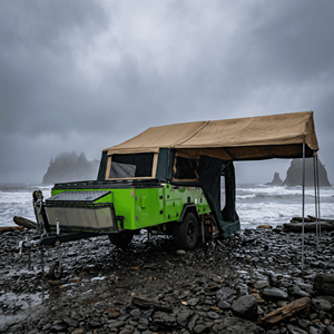 Remorque de camping tout-terrain robuste 4x4 avec tente latérale pliable et cuisine coulissante pour le camping - Product Image 1