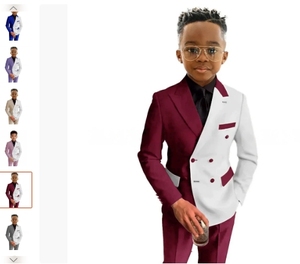 Jas Blazer Single Breasted untuk Pesta Pernikahan, Jas Tuxedo Anak Laki-laki Afrika, Jas Panjang dengan Celana, Pakaian Formal Anak untuk Pesta-Baju Jas untuk Anak-anak - Product Image 3