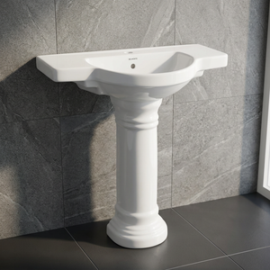 Lavabo con Pedestal a Precio Económico, Lavamanos con Soporte, Material Cerámico, Productos Sanitarios para Baño de la India - Product Image 3