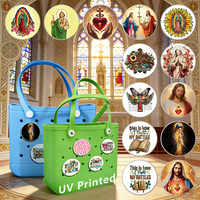 Nouveau design personnalisé « Jésus t'aime » avec impression UV, breloque religieuse grand format imperméable en forme de tournesol pour sacs de plage – Fournitures pour la création de breloques.