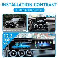 Pour Benz C/GLC 2016-2022 Écran double Android 12,3 pouces Carplay sans fil Navigation GPS Lecteur multimédia pour voiture