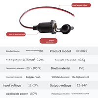 Prise allume-cigare 12V à monter sur panneau avec cache anti-poussière, câble pré-câblé rouge et noir pour camping-car, bateau, camion, prise de courant automobile
