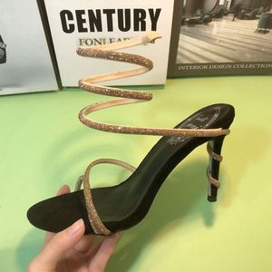 Ankle Wrap Strappy Fashion Stiletto Gold 2025 Lace up Heels for Women - Product Image 5
