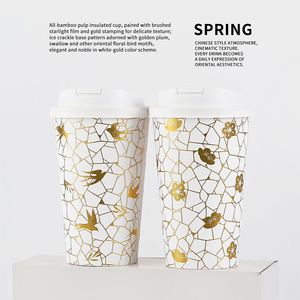 Vaso de Café de Papel Kraft de Doble Pared, Ecológico, Blanco, de 16 oz, con Tapa, Personalizado con Logotipo, Estampado en Caliente, Grabado en Relieve, Impresión Dorada - Product Image 5