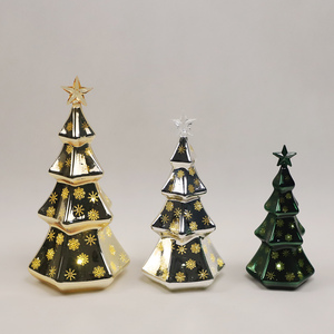 <span class=keywords><strong>Crismas</strong></span> cây thủy tinh màu xanh lá cây Cây giáng sinh với đèn tuyết rõ ràng kính trang trí - Product Image 1