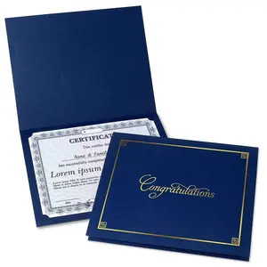 Porta-certificados personalizados para selos de papel folha de ouro 8.5*11 letras, diploma, prêmio, conclusão de graduação