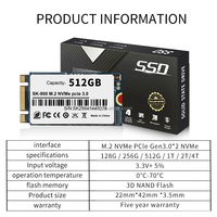 SSD Internal Mini M.2 PCIe NVMe/NGFF 2242 Baru untuk Laptop/PC Desain Double Notch 128GB-512GB Protokol Ganda 1200MB/s Metal