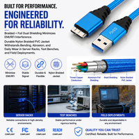 LUNG KAY USB 3.0 Tipe A Male ke Micro B Male Kabel Data Hard Drive Eksternal Kabel HDD Transfer Kecepatan Tinggi