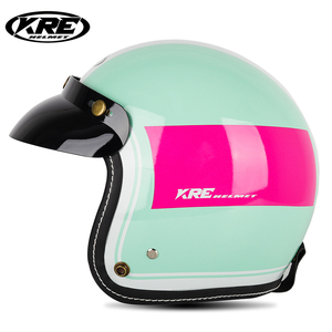 <span class=keywords><strong>Casque</strong></span> de <span class=keywords><strong>moto</strong></span> KRE vintage 3/4 ouvert <span class=keywords><strong>homologué</strong></span> DOT avec visière bulle et lunettes de protection - Product Image 2