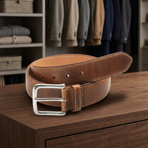 Ceinture unisexe en cuir de vachette tressé noir BS INTERNATIONAL avec boucle à ardillon, longueur personnalisable, vintage, imperméable, robuste, haute résistance - Product Image 1