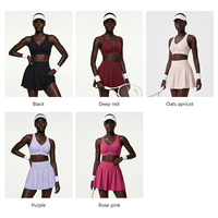 Robe de tennis en gros avec short intégré et soutien-gorge, ensemble jupe et haut de sport, tenue de badminton pour femme