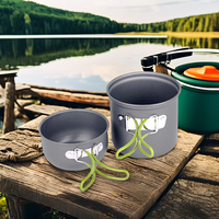 Ensemble de casseroles de camping en aluminium léger à prix avantageux pour le thé, le café et les poêles à frire, idéal pour l'équipement de randonnée