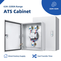 Boîtier de distribution ATS à double alimentation avec interrupteur de transfert automatique 380V 4P 63A 100A IP68 étanche, panneau de commande, direct usine