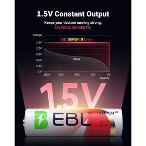 EBL 3600mWh Double <b>Rechargeable</b> <b>AA</b> <b>Lithium</b> <b>Batteries</b> Charger 8 Pack 2000+ High Capacity 1.5V Product Category <b>Battery</b> Chargers - Product Image 3