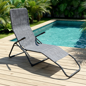 Chaise longue d'extérieur moderne et pliable en métal, imperméable et portable pour patio - Product Image 1
