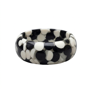 Premium Handmade Eco-Friendly Black & White Resin <b>Love</b> Style Elegant Women's Fashion <b>Bangle</b> - Product Image 2