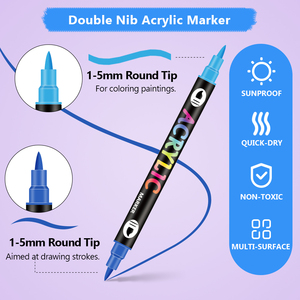 Ensemble de marqueurs acryliques double-tête et double-couleur XJY NO-2001, best-seller, <span class=keywords><strong>pour</strong></span> la peinture et le dessin des enfants, comprend 12 marqueurs, 24 couleurs - Product Image 3