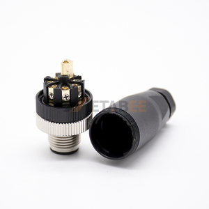 M12 8 Pin Male Connector A-Coded Field Wireable Straight Plastic Plug PG7 PG9 for Signal I/O - Product Image 1