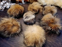 Pompon en fourrure de coyote véritable grande taille avec bouton-pression, grande boule de fourrure pour bonnets, accessoires en fourrure DIY pour écharpes et bottes