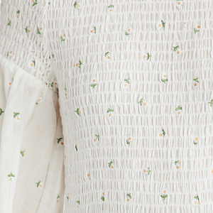 <span class=keywords><strong>Maxi</strong></span> abito bianco Smocked manica lunga palloncino da donna in cotone ricamato floreale abito lungo - Product Image 6