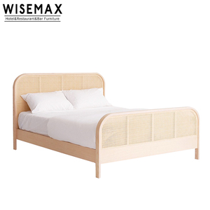 WISEMAX Simple Classical Design Hotel Bedroom Furniture Nature <strong>Rattan</strong> Head Double <strong>Bed</strong> Design Solid Wooden <strong>Bed</strong> <strong>Frame</strong> - Product Image 6