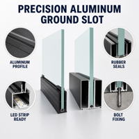Rampe de balcon en verre sans cadre en aluminium en forme de U minimaliste, montage en surface sur rail