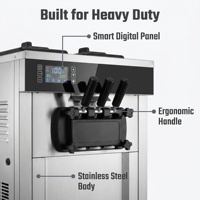 Machine à Glace Soft Commerciale Automatique en Acier Inoxydable 3 Saveurs (220V) pour Ingrédients Lait, Eau, Chocolat - Offre Spéciale