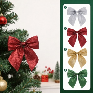 Ruban à paillettes de luxe personnalisé en gros avec attache torsadée pour la décoration de sapins de Noël, couronnes, décoration intérieure et emballage cadeau - Product Image 1