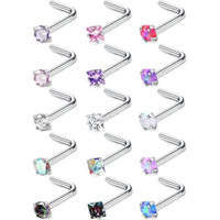 Yazi Anneau de nez/Septum articulé en acier inoxydable 316L avec zircons cubiques transparents multiples, hypoallergénique, bijoux de piercing corporel