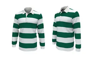 Custom Made Yarn Dyed Long Sleeves Cotton Mens Striped Polo Shirts