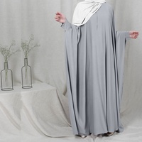 Nouveau élégant solide couleur unie Nida manches chauve-souris caftan Abaya dubaï 2022 islamique Maxi longue robe musulmane pour les femmes