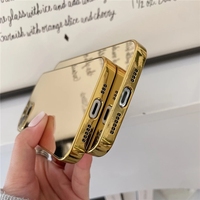 Étui de téléphone en silicone souple pour iPhone 13 12 11 Pro XS Max XR X 7 8 Plus, plaqué or argent brillant de luxe, miroir uni