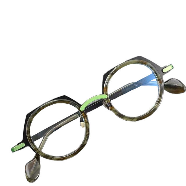 Custom Wholesale Geometric Pure Titanium Eyeglass Frames Two Tone Acetate Fashionable Unisex Designer Reading Glasses Frames