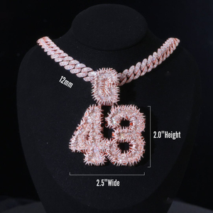 <span class=keywords><strong>Collana</strong></span> con Ciondolo Numero 43 <span class=keywords><strong>Personalizzata</strong></span> in Argento Sterling 925 Placcato <span class=keywords><strong>Oro</strong></span> Rosa con Diamanti Moissanite VVS per Uomo - Product Image 5