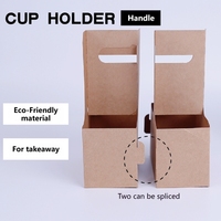 Support à gobelets en carton ondulé avec poignée, porte-gobelets jetable écologique pour 2 gobelets, plateau de transport pour café et boissons, idéal pour la livraison de repas à emporter