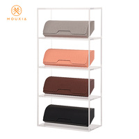 Étui à lunettes portable rétro en PU avec texture lin et logo personnalisé
