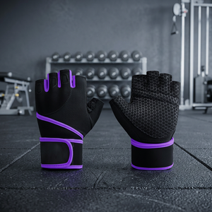 Half Finger <b>Fitness</b> <b>Gloves</b> Wrist Strap Support for Gym Workout Breathable Non-Slip Mesh Design Unisex Yoga Pilates Lace-Up - Product Image 4