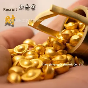 Miniatur simulasi batangan emas pasir emas batang logam kecil kerajinan aksesoris logam dekorasi rumah ornamen kecil perjalanan peringatan - Product Image 4