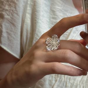 S925 argent Sterling grande fleur boucles d'oreilles Style coréen Niche Design lourd incrusté oreille bijoux Rhodium pour mariage en gros - Product Image 1