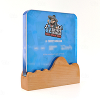 Plaque de trophée sportif en cristal personnalisée avec base en bois, impression de logo personnalisée, taille et matériau personnalisables pour cérémonie de remise de prix